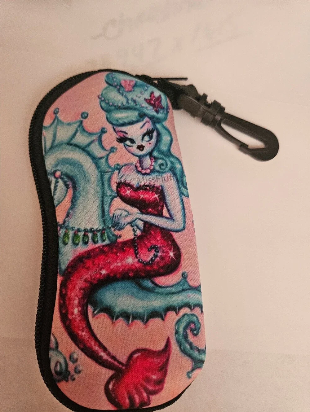 Pink & Teal Mermaid Print Glasses Case